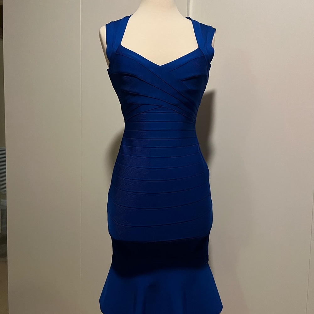 Herve Leger Sapphire Blue Midi Dress